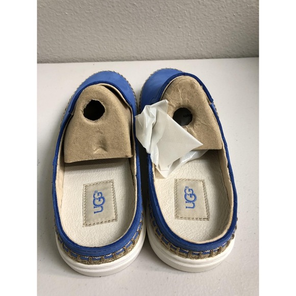 UGG Shoes Womens Size 9.5 Blue Leather Slip On Mule Clog Espadrille Comfort - Picture 5 of 11